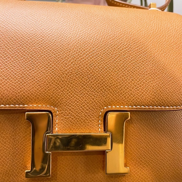 SOLD!HERMES CONSTANCE 18 Mini Bag Gold Courchevel With Gold Hardware! SOLD - Picture 14 of 16